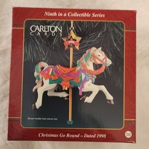 Vintage & Rare Carlton Cards Christmas Carousel Horse Ornament - 1998